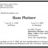 Plattner Hans 1939-2007 Todesanzeige